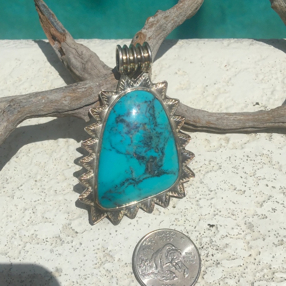 Sterling Turquoise pendant necklace ATI